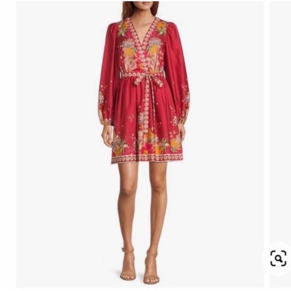 Antonio Melani Emma Floral Tropical Voile Surplice Long Sleeve Dress Size 12 - Picture 9 of 9